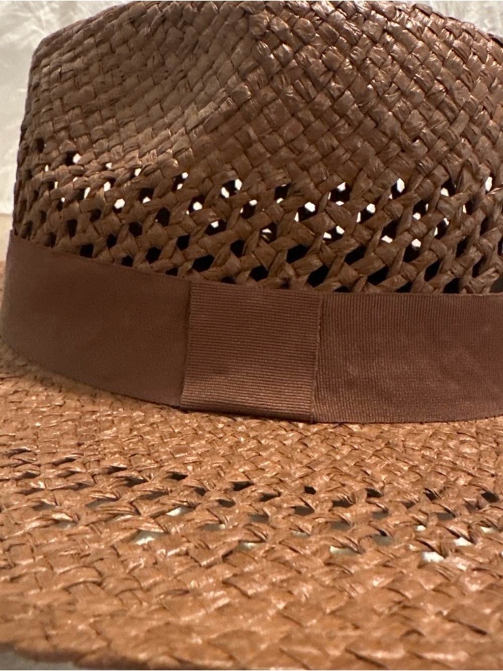 Woven Straw handmade Hat in Rich Brown